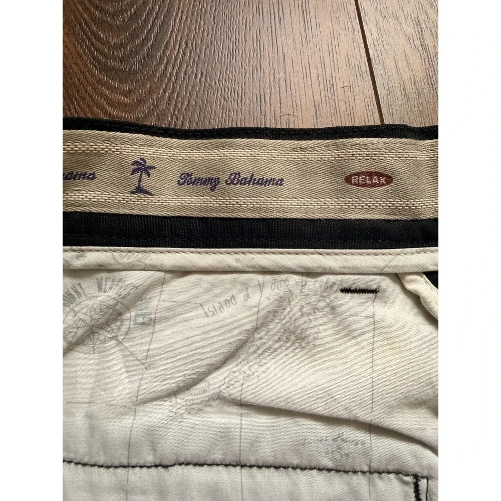 Vintage Tommy Bahama Relax Pants Mens 34x27 Black Pleated 100% Tencel Trousers - Picture 6 of 8